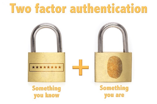 Two factor authentication padlocks concept