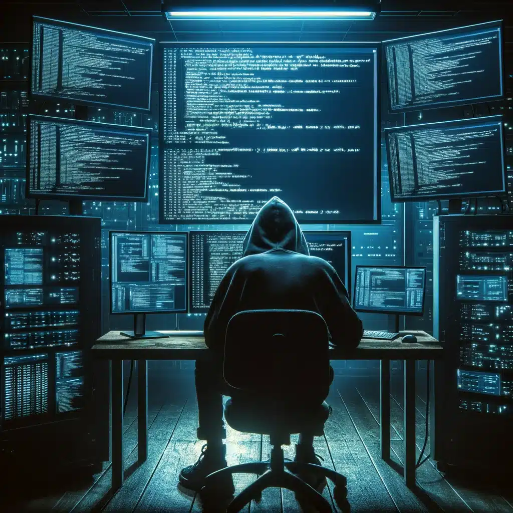 cyber criminal hacking on many computers